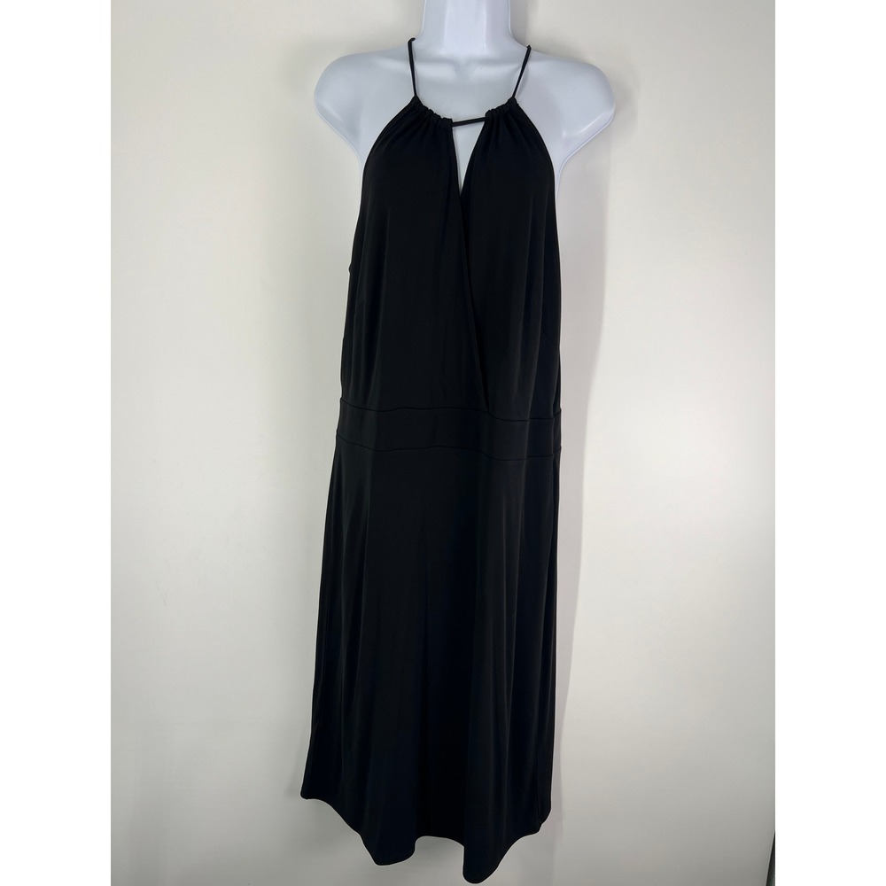 LOFT Black Sleeveless Halter Dress 10 Minimalist Keyhole Midi Evening Wear